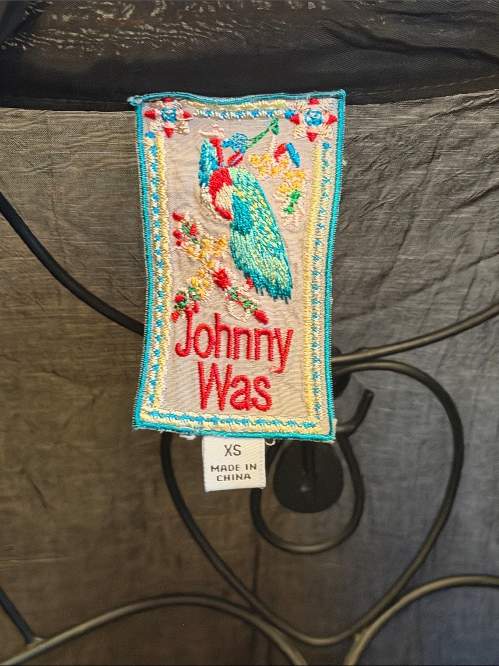 🌼❤️🌼BOGOHO🌼❤️🌼Johnny Was Black Embroidered Floral Kimono—XS - Picture 4 of 10